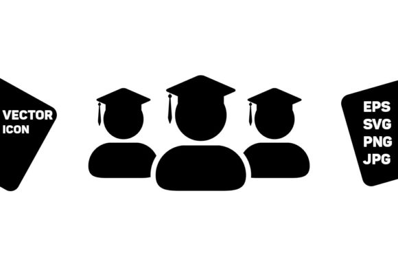 Academic Icon Vector Male Group Students: A Modern Design Asset for Marketers