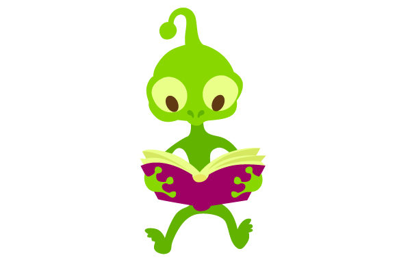 Alien Reading a Book: A Unique Design Asset for School Amp Crafts and Creative Projects