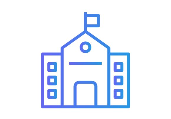 Blue Outlined School Icon: A Versatile Vector Graphic for Creative Projects
