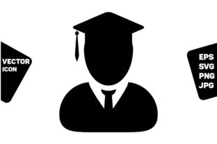 College Icon Vector Male Student Person for Crafting and Graphics