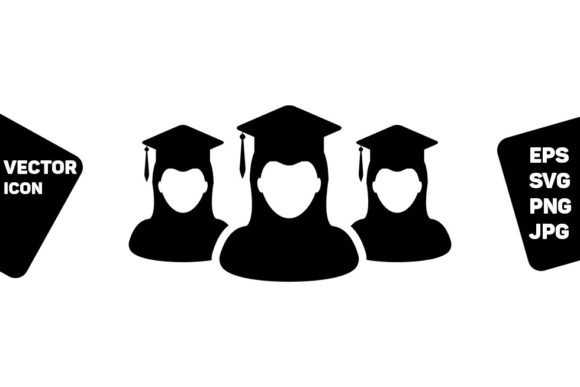 Diploma Icon Vector Female Group Student: A Versatile Graphic Design Asset