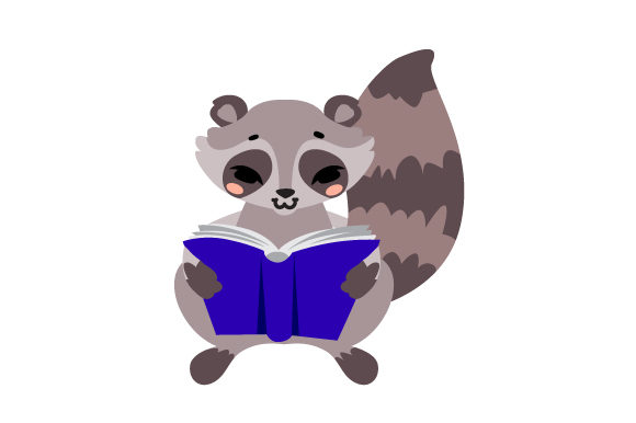 Racoon Reading Book SVG Design for Crafts and School Amp Projects