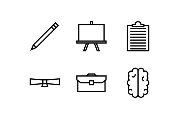 School Black and White Line Icon: A Modern Graphic Design Asset for Local Branding