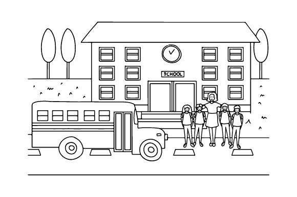 School Coloring Page: A Versatile Crafts Asset for Kids-Focused Branding