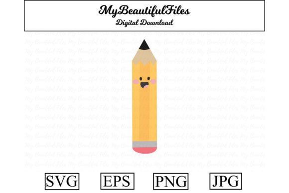 School Pencil Kawaii Clipart: A Versatile Embroidery Design for Creative Projects