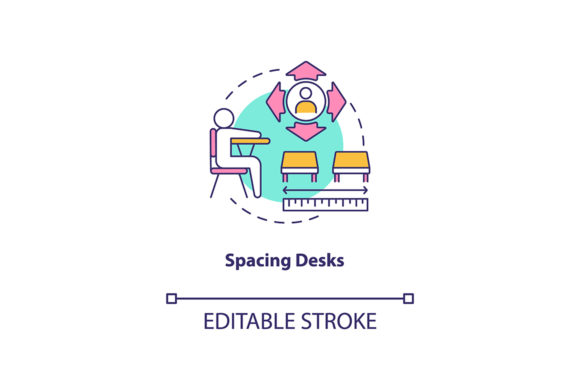Spacing Desks Concept Icon: A Modern Graphic for Website and Editorial Design