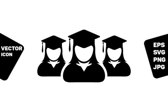 Student Icon Vector Female Group for Modern Editorial Design