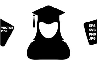 University Icon Vector Female Student – A Polished Graphic for Modern Content Design